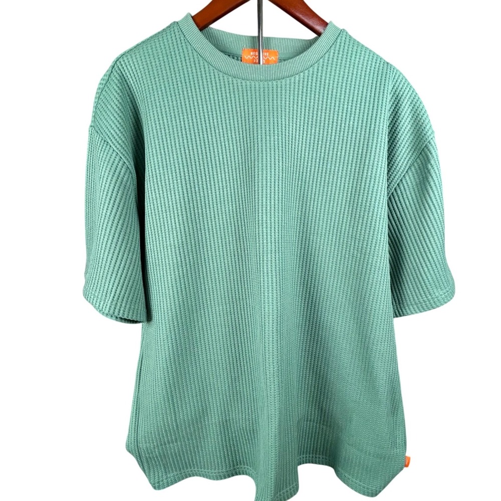 Negative‎ Space Mens XL Waffle Knit T-Shirt Seafoam Green Short Sleeve Crew Neck